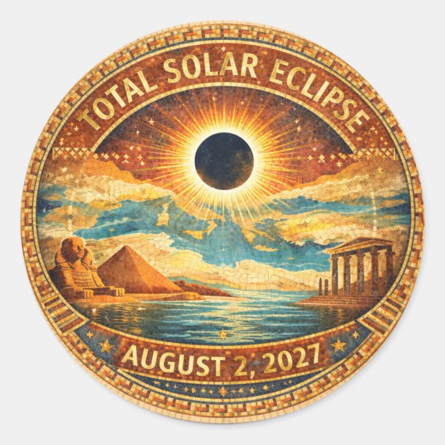 Mosaic Style 2027 Eclipse Classic Round Sticker (Front)