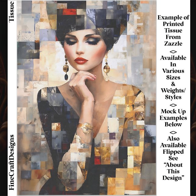 Mosaic Style Art of Glamourous Woman EB7L Decoupag Tissue Paper (Creator Uploaded)