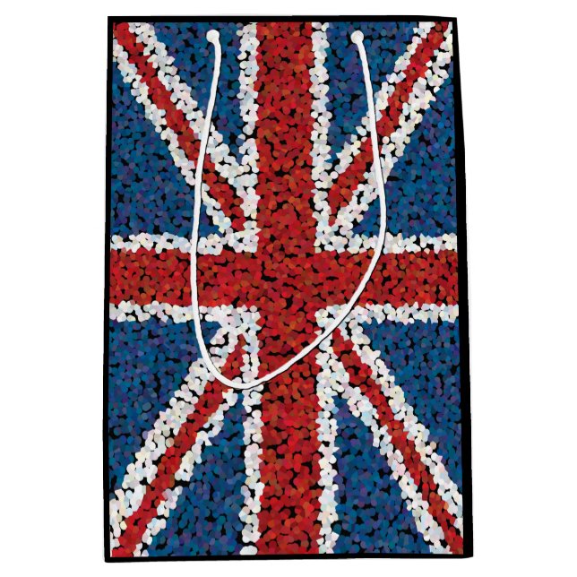 Mosaic Style Union Jack Flag Medium Gift Bag (Front)