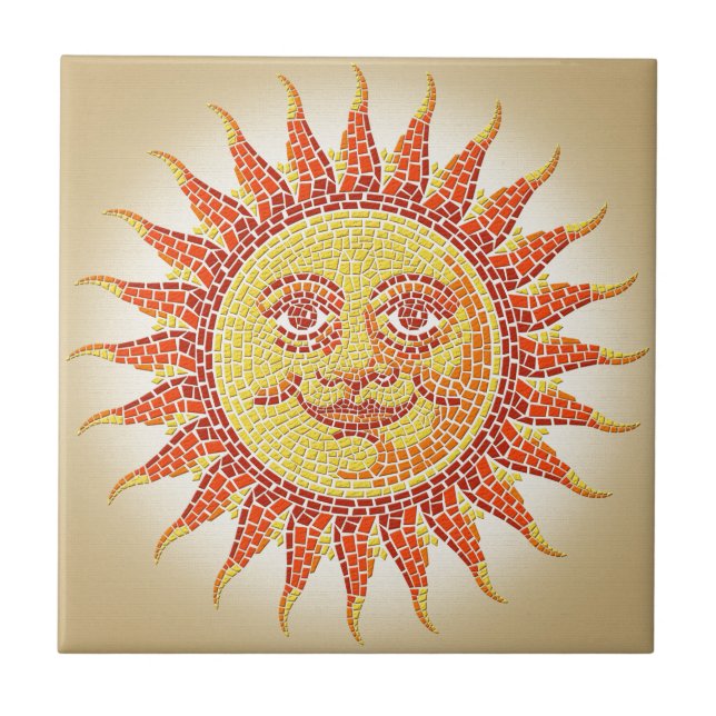 Mosaic Sun Ceramic Tile (Front)