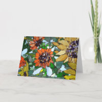 Mosaic Sunflower greeting card by Willowcatdesigns