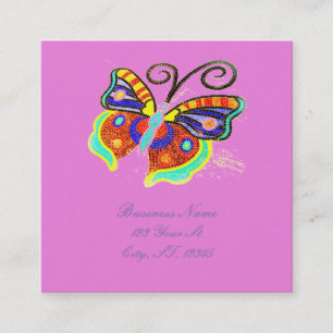 mosaic tile butterfly Thunder_Cove square Business Card