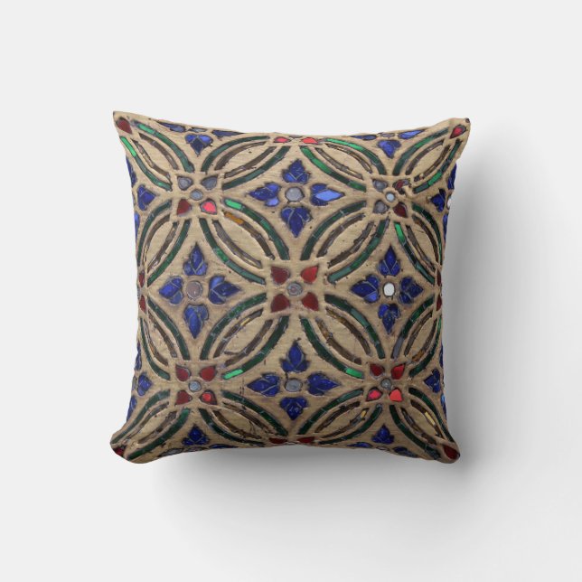 Mosaic tile pattern stone glass Moroccan photo Cushion (Front)