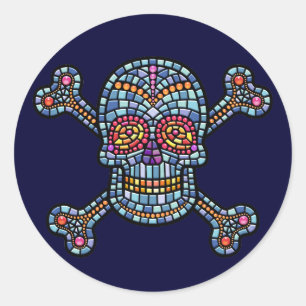 Mosaic Tile Pirate Classic Round Sticker