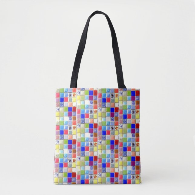 Mosaic Tile Tote | 2 Sided | Faux Texture Bag (Front)