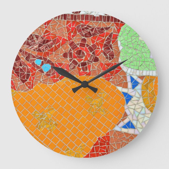 mosaic tiles faience broken pieces hone puzzle col large clock (Front)