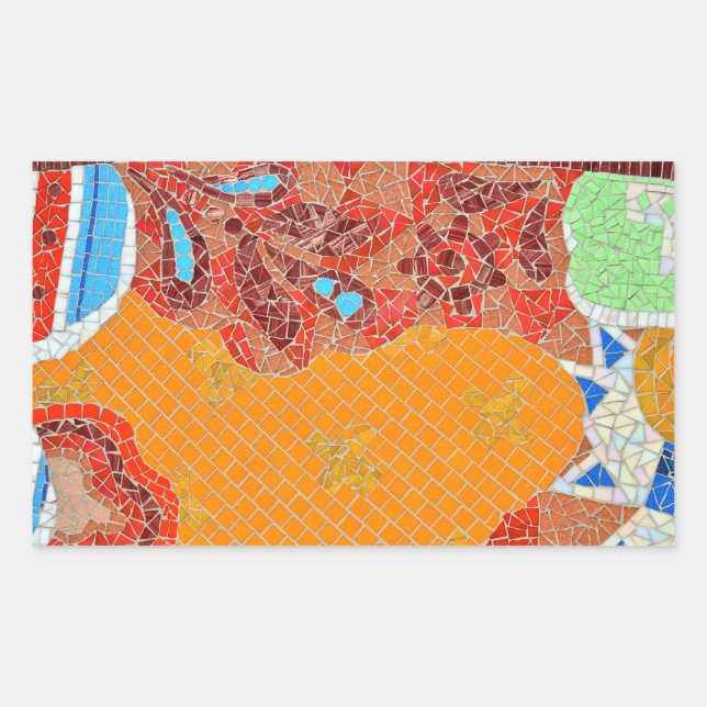 mosaic tiles faience broken pieces hone puzzle col rectangular sticker (Front)