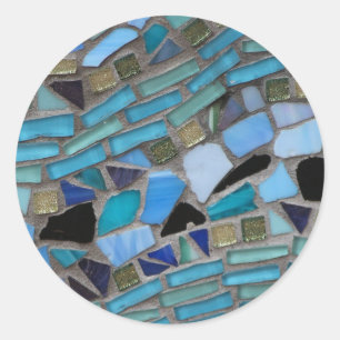Mosaic Tiles of Blue and Green Classic Round Sticker