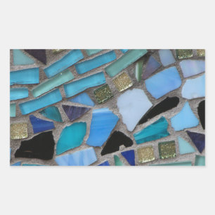 Mosaic Tiles of Blue and Green Rectangular Sticker