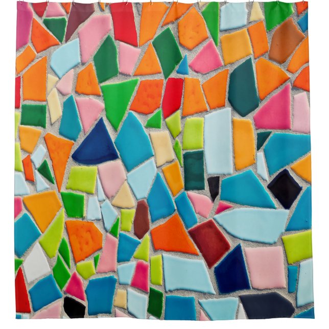 Mosaic tiles template texture shower curtain (Front)