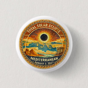 Mosaic  Total Solar Eclipse 2027 sticker 3 Cm Round Badge