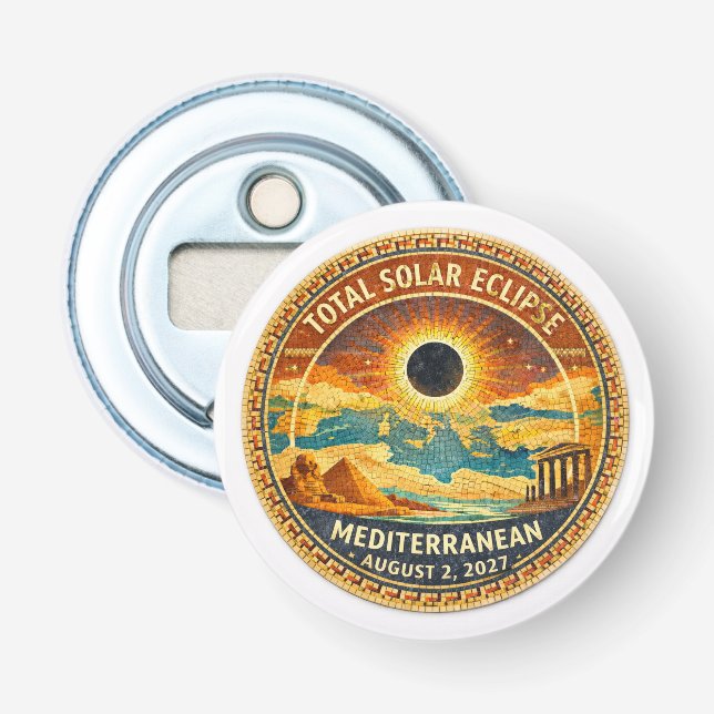 Mosaic  Total Solar Eclipse 2027 sticker Bottle Opener (Front)