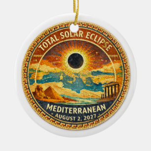 Mosaic  Total Solar Eclipse 2027 sticker Ceramic Ornament