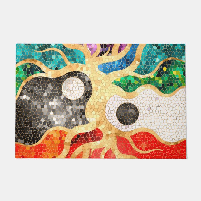 Mosaic Tree of life - Yin Yang Doormat (Front)