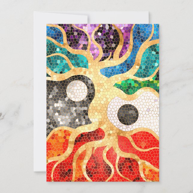 Mosaic Tree of life - Yin Yang Holiday Card (Front)