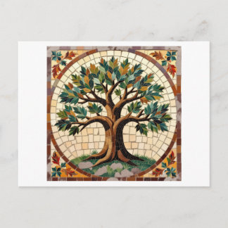 Mosaic tree postcard