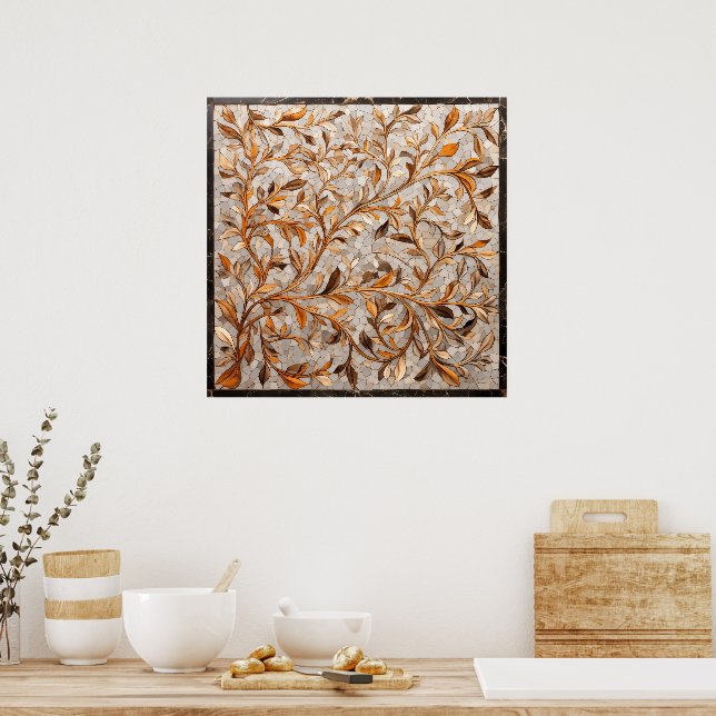 Mosaic wall art with leaves pattern (Kitchen)