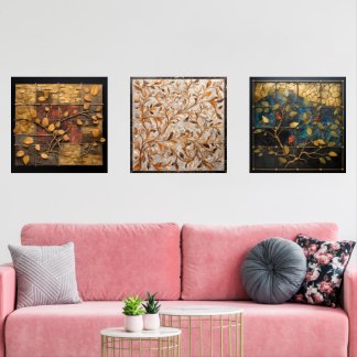 Mosaic wall art with leaves pattern