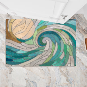 Mosaic Wave and Moon Doormat