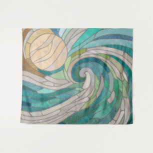 Mosaic Wave and Moon Tapestry