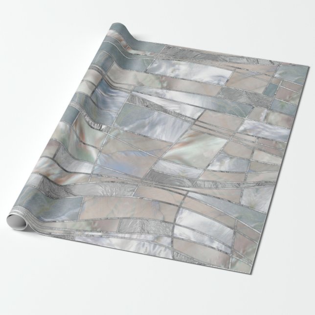 Mosaic Waves Art - Just Pearl Wrapping Paper (Unrolled)