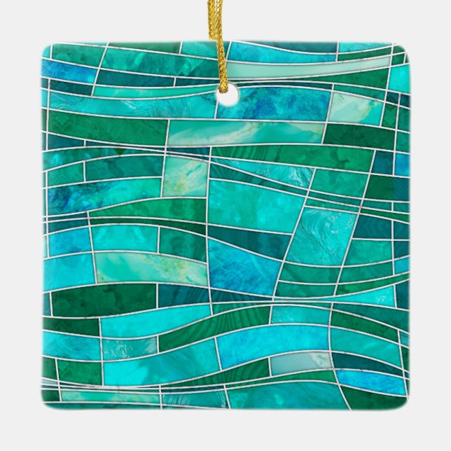 Mosaic Waves Art - Ocean Gems Ceramic Ornament (Front)