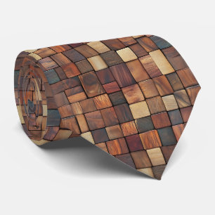 Mosaic Wood Tiles Neck Tie