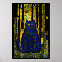 Mosaic Woods: A Luminous Cat Portrait