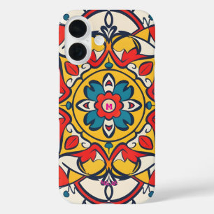 mosaic yellow red, Mandala-Pattern iPhone 16 Case
