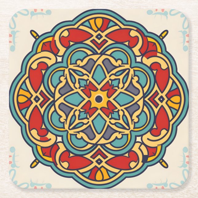 mosaic zellige square paper coaster (Front)