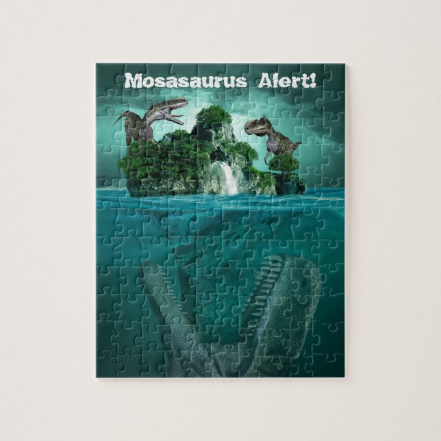 Mosasaurus Alert! Dinosaur Jigsaw Puzzle (Vertical)