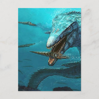 Mosasaurus hunting  postcard