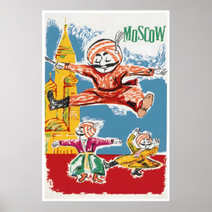 Moscow Art Russia Travel Poster Russian Dancing