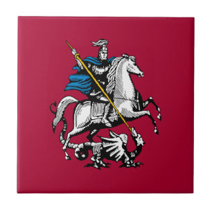 Moscow city Russia flag symbol saint george knight Ceramic Tile