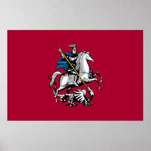 Moscow city Russia flag symbol saint george knight Poster