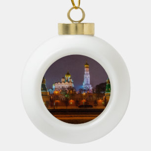 Moscow Kremlin cathedrals at night Ceramic Ball Christmas Ornament
