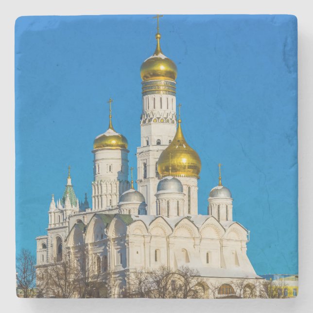 Moscow Kremlin cathedrals Stone Coaster (Front)