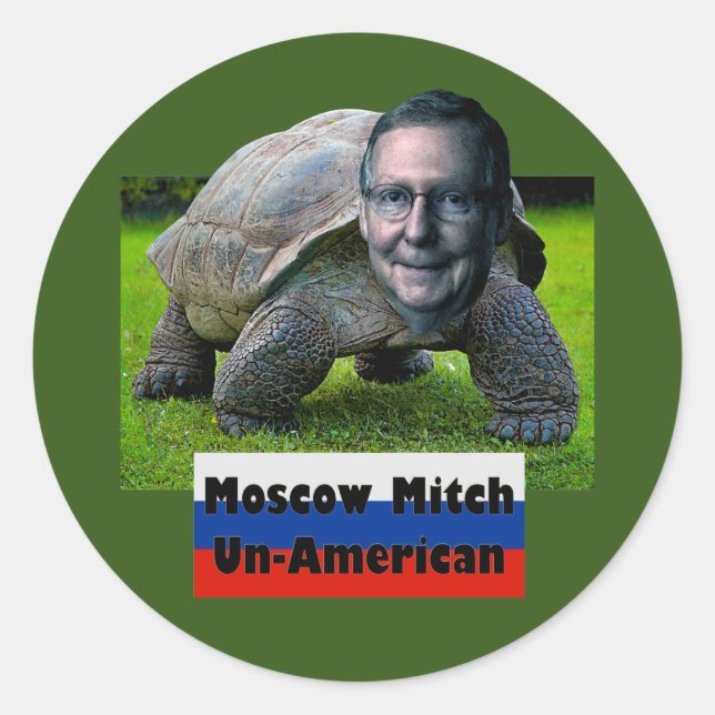 Moscow Mitch is Un-American, Turtle, Flag, ZFJ Classic Round Sticker (Front)