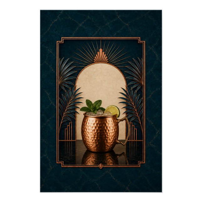 Moscow Mule Art Deco Poster | Bar Art (Front)