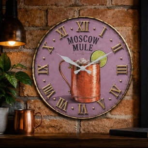 Moscow Mule Copper Mug Cocktail Bar Decor Large Clock