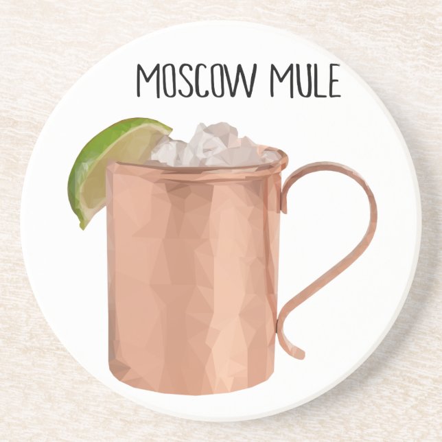 Moscow Mule Copper Mug Geometric Bar Coasters Gift (Front)
