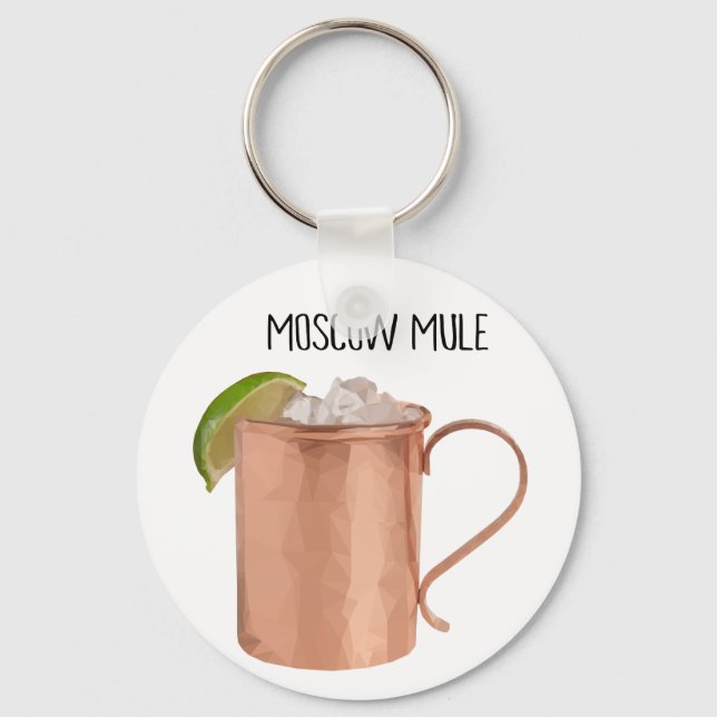 Moscow Mule Copper Mug Low Poly Geometric Design Key Ring (Front)