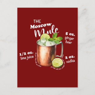 Moscow Mule Recipe Bar Art Postcard