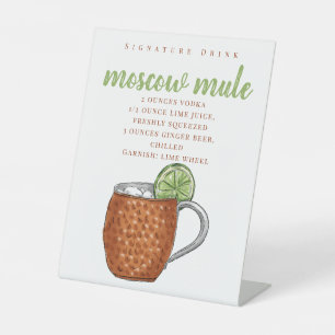 Moscow Mule Recipe Signature Cocktail Bar Pedestal Sign