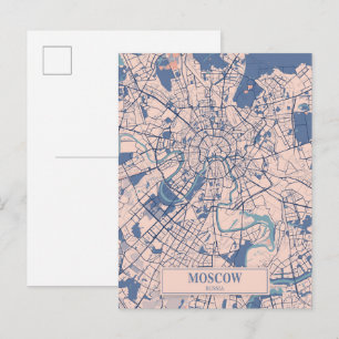 Moscow Russia Breezy City Map Travel Postcard