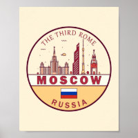Moscow Russia City Skyline Emblem