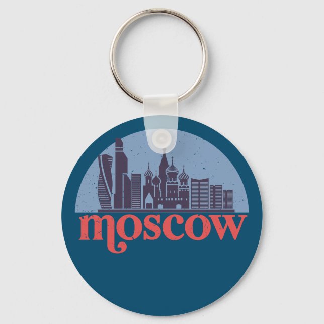 Moscow Russia City Skyline Vintage Cityscape Key Ring (Front)