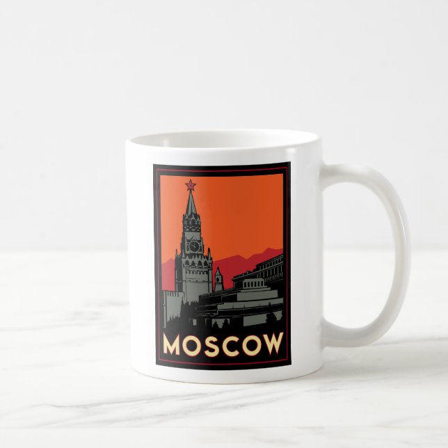 moscow russia kremlin art deco retro travel coffee mug (Right)