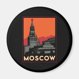 moscow russia kremlin art deco retro travel magnet