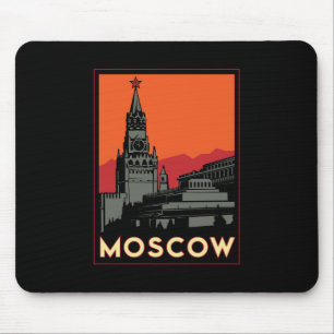 moscow russia kremlin art deco retro travel mouse pad